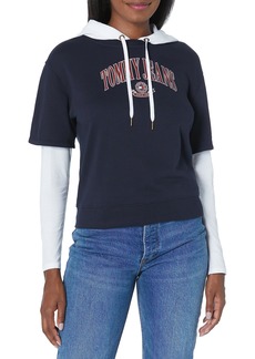 Tommy Hilfiger Women's Casual Logo 2fer Hoodie Sweatshirt