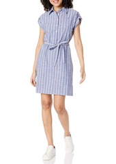 Tommy Hilfiger Women's Chambray Stripe Tie Waist Shirt Dress