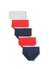 Tommy Hilfiger Women's Classic Cotton Logo Brief Panty | 5 Pack Apple Red/Heather Grey/TH Navy/Powder Blue/Love Tommy