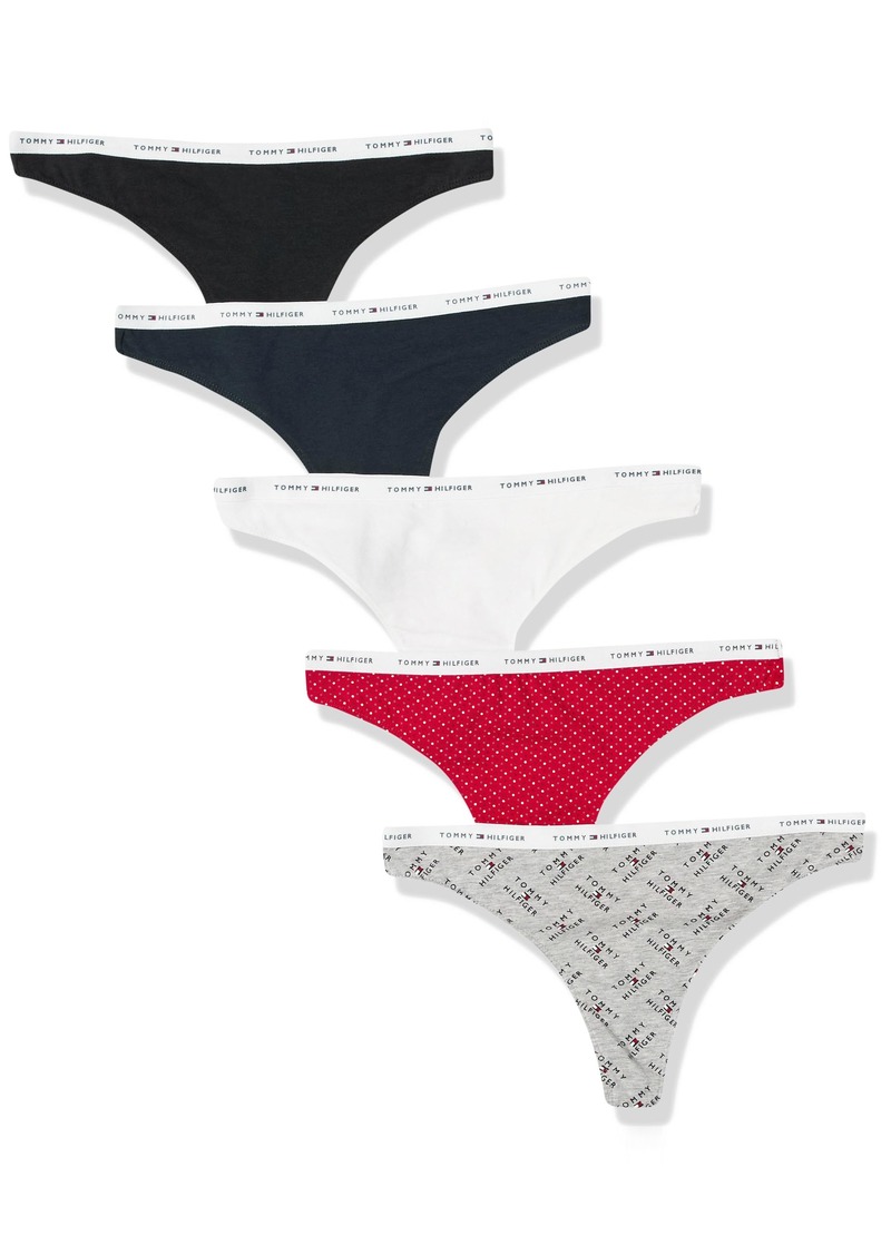Tommy Hilfiger Women's Classic Cotton Logoband Thong 5 Pack  S