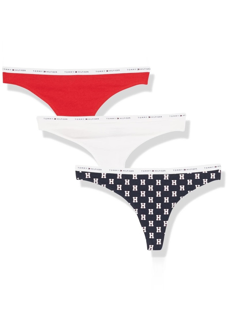 Tommy Hilfiger Women's Classic Cotton Logoband Thong Multipack LOGO H NB