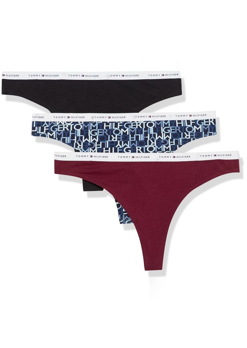 Tommy Hilfiger Women's Classic Cotton Logoband Thong Multipack Tonal TH NB