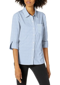 Tommy Hilfiger Women's Button Collared Shirt with Adjustable Sleeves ripe