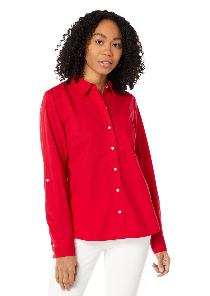 Tommy Hilfiger womens Classic Long Sleeve Roll Tab (Standard and Plus Size) Button Down Shirt  01  US