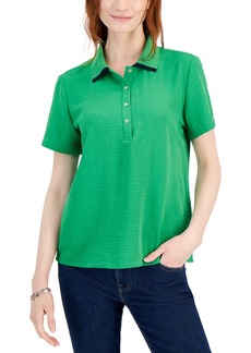 Tommy Hilfiger Women's Collared Short-Sleeve Polo Top - Fern Green