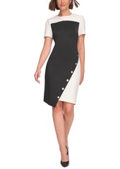 Tommy Hilfiger Women's Color-Blocked Asymmetric Dress - Black/Khaki