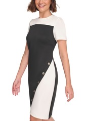 Tommy Hilfiger Women's Color-Blocked Asymmetric Dress - Black/Khaki