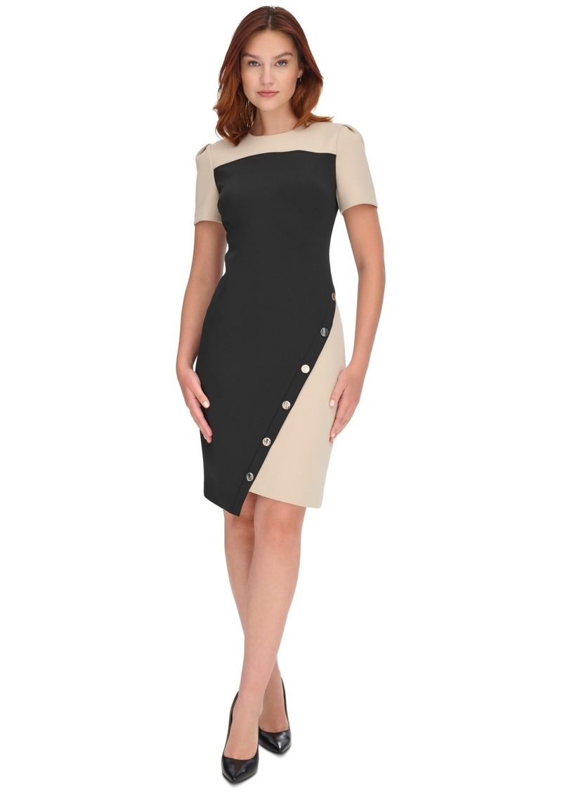 Tommy Hilfiger Women's Color-Blocked Asymmetric Dress - Black/Khaki