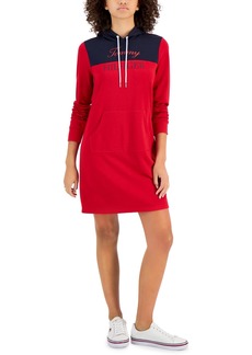 Tommy Hilfiger Women's Colorblocked Hoodie Dress - Chili Pepper Multi