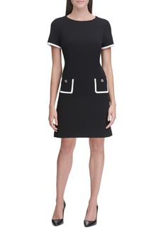 Tommy Hilfiger Women's Colorblocked Pocket Sheath Dress - Black/ivory