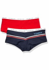 Tommy Hilfiger Women's Cotton Boyshort Underwear Panty Multipack Tommy Placement Navy Blazer Apple Red-2 Pack