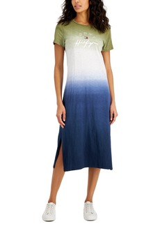Tommy Hilfiger Women's Cotton Dip-Dyed Midi T-Shirt Dress