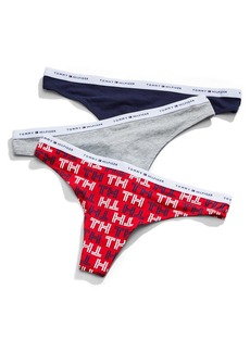 Tommy Hilfiger Women's Cotton Logo Band Thongs 3-Pack