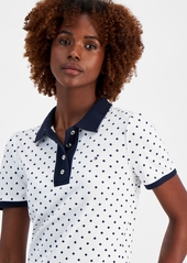 Tommy Hilfiger Women's Cotton Printed Puff-Sleeve Polo - Chili Multi