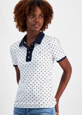 Tommy Hilfiger Women's Cotton Printed Puff-Sleeve Polo - Chili Multi