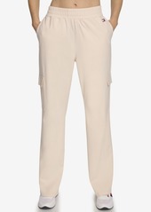 Tommy Hilfiger Women's Cozy Peached Interlock Bootcut Cargo Sweatpants - Pebble