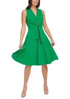 Tommy Hilfiger Women's Crepe Tie-Front Sleeveless Dress - Jolly Green