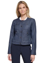 Tommy Hilfiger Women's Crewneck Button-Front Jacket - Midnight Ivory