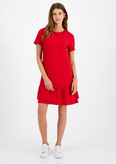 Tommy Hilfiger Women's Crewneck Short-Sleeve Embroidered Dress - Scarlet