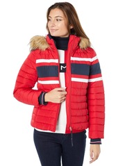 Tommy Hilfiger womens Cropped Tri-color Jacket Scarlet Multi  US