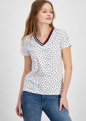 Tommy Hilfiger Women's Dot-Print Signature V-Neck Top - Sky Cap/br