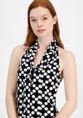 Tommy Hilfiger Women's Dot-Print Tie V-Neck Mini Dress - Blk/ivy