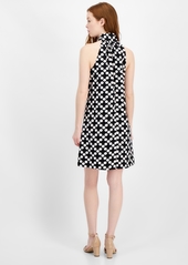 Tommy Hilfiger Women's Dot-Print Tie V-Neck Mini Dress - Blk/ivy