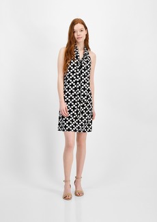 Tommy Hilfiger Women's Dot-Print Tie V-Neck Mini Dress - Blk/ivy