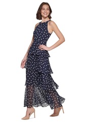 Tommy Hilfiger Women's Dot-Print Tiered Maxi Dress - Sky Capt/i