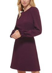 Tommy Hilfiger Women's Embossed Houndstooth Dress - Aubergine