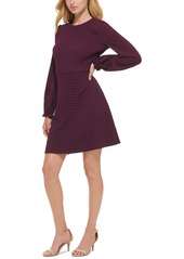 Tommy Hilfiger Women's Embossed Houndstooth Dress - Aubergine