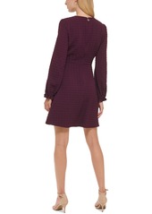 Tommy Hilfiger Women's Embossed Houndstooth Dress - Aubergine