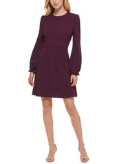 Tommy Hilfiger Women's Embossed Houndstooth Dress - Aubergine