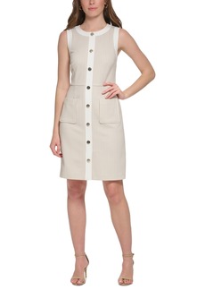 Tommy Hilfiger Women's Faux-Button-Front Sheath Dress - Ivory.khaki