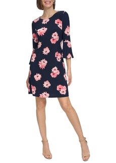 Tommy Hilfiger Women's Floral Bell-Sleeve Shift Dress - Sky Captain/bloom