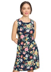 Tommy Hilfiger Women's Floral-Print Round-Neck Dress - Sky Capt M