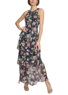 Tommy Hilfiger Women's Floral-Print Ruffled Maxi Dress - Sky Captain Multi