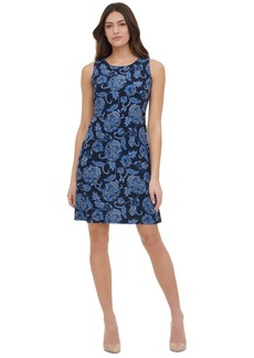 Tommy Hilfiger Women's Floral-Print Sleeveless Mini Dress - Sky Cap/bl