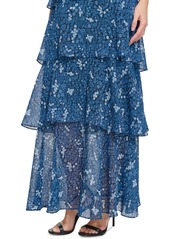 Tommy Hilfiger Women's Floral-Print Tiered Maxi Dress - Sky Cap Bl
