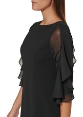 Tommy Hilfiger Women's Flutter-Sleeve Sheath Dress - Black