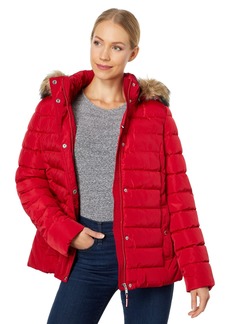 Tommy Hilfiger Women's Fur Hood Zip Up Short Puffer Jacket