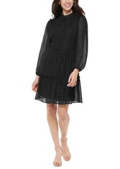 Tommy Hilfiger Women's Glitter Dot Chiffon Fit & Flare Dress - Black