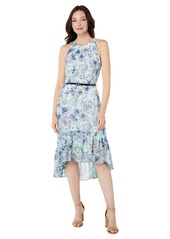 Tommy Hilfiger Hydrangea Sketch High-Low Halter Neck Dress