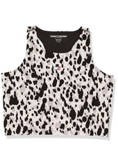 Tommy Hilfiger Women's High Neck Snow Leopard Print Removable Cups Tank