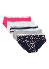 Tommy Hilfiger Women's Hipster-Cut Cotton Underwear Panty 5 Pack May Floral/Heather/Stripe/White/Purple S