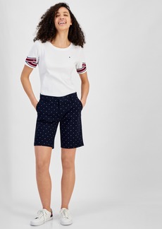 Tommy Hilfiger Women's Hollywood Mid Rise Dot Print Shorts - Sky Cap/br