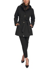Tommy Hilfiger Women's Hooded Belted Softshell Raincoat - Black