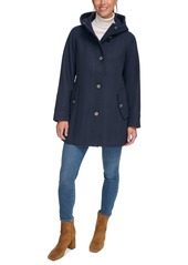 Tommy Hilfiger Women's Hooded Button-Front Coat, Created for Macy's - Black