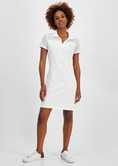 Tommy Hilfiger Women's Johnny Collar Short-Sleeve Logo T-Shirt Dress - Brt White