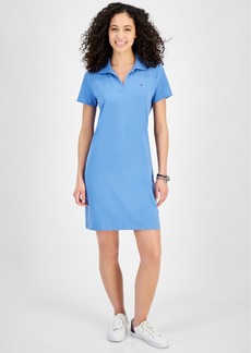 Tommy Hilfiger Women's Johnny Collar Short-Sleeve Logo T-Shirt Dress - Blu Haze